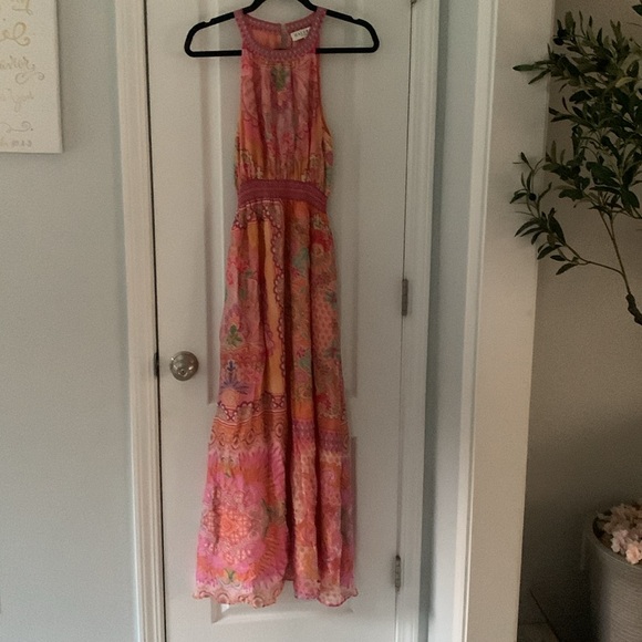 Hale Bob‎ Magnolia Maxi Dress size XS pink orange summer vacation travel party - Picture 8 of 10